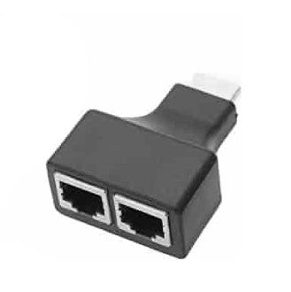 Convertisseur de cable HDMI extender male a 2 port RJ45 femelle